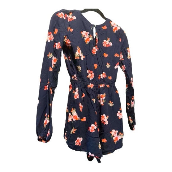 Abercrombie & Fitch Romper XS Black Red Pink Floral Drawstring top Short - Picture 8 of 8